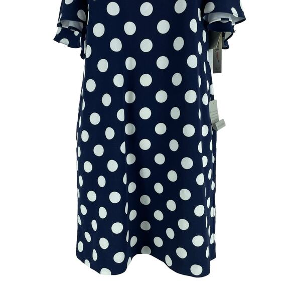Eliza J Cold Shoulder Polka Dots Mini Dress Navy White Size 2 - Picture 6 of 10